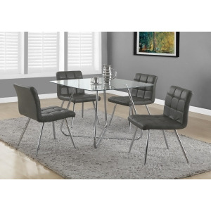 Monarch Specialties Chrome Metal and Grey Leather 7 Piece Dining Set - All