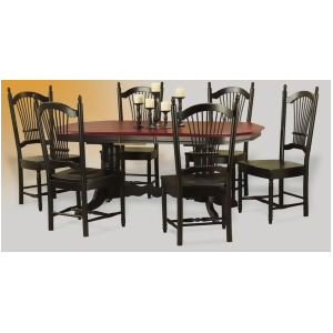 Sunset Trading Double Pedestal Trestle Table in Antique Black with Cherry Finish - All