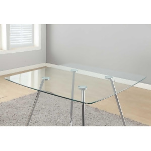 Monarch Specialties Chrome Metal 8mm Tempered Glass Dining Table I 1070 - All