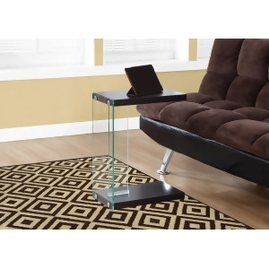 Monarch Specialties Accent Table Cappuccino With Tempered Glass - All