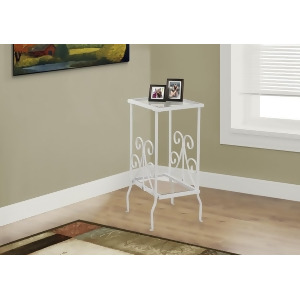 Monarch Specialties Accent Table In White Metal With Tempered Glass - All