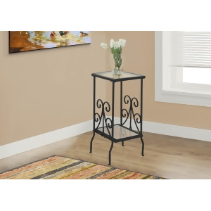 Monarch Specialties Accent Table In Black Metal With Tempered Glass - All