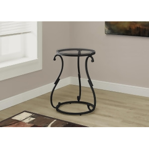Monarch Specialties Accent Table Hammered Black Metal With Tempered Glass 3330 - All