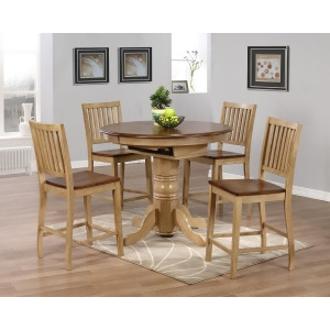 Sunset Trading Brookside Cafe Pedestal Table with Four Slat Back Stools in Wheat - All