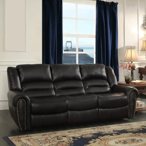 Homelegance Center Hill Double Reclining Sofa in Black Leather - All