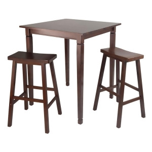 Winsome Wood Kingsgate 3 Piece High/Pub Dining Table w/ Saddle Stool - All