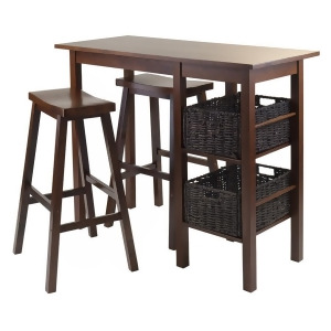 Winsome Wood Egan 5pc Breakfast Table with 2 Baskets and 2 Saddle Seat Stools - All