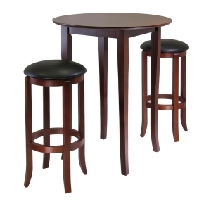Winsome Wood Inglewood 3 Piece High/Pub Dining Table w/ Saddle Stool - All