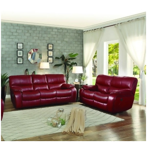 Homelegance Pecos 2 Piece Double Reclining Living Room Set in Red Leather Gel Ma - All