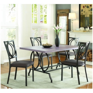 Homelegance Chama 5 Piece Faux Wood Top Dining Room Set in Chocolate Brown - All