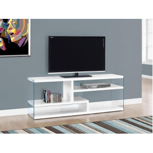Monarch Specialties Tv Stand In Glossy White With Tempered Glass - All