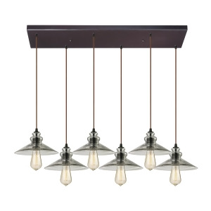 Elk Lighting Hammered Glass Collection 6 Light Chandelier In Oil Rubbed Bronze - All