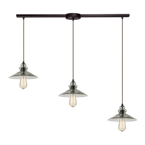 Elk Lighting Hammered Glass Collection 3 Light Chandelier In Oil Rubbed Bronze - All