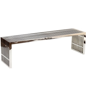 Modway Gridiron Large Bench in Silver - All