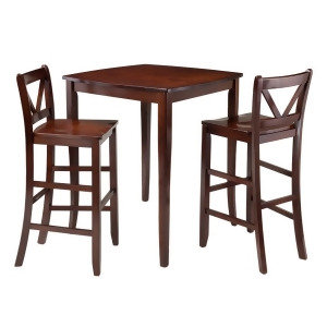 Winsome Wood Inglewood 3-Pc High Table with 2 Bar V-Back Stools - All