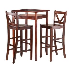 Winsome Wood Halo 3pc Pub Table Set with 2 V-Back Stools - All