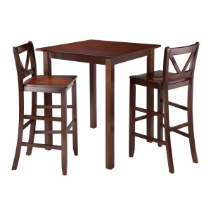 Winsome Wood Parkland 3-Pc High Table with 2 Bar V-Back Stools - All