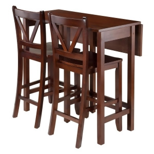 Winsome Wood Lynnwood 3-Pc Drop Leaf Table with 2 Counter V-Back Stools - All