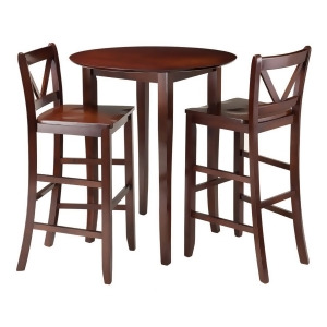 Winsome Wood Fiona 3-Pc High Round Table with 2 Bar V-Back Stool - All