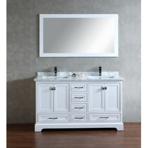 Stufurhome Stufurhome Chanel White Double Sink Bathroom Vanity with Mirror - All