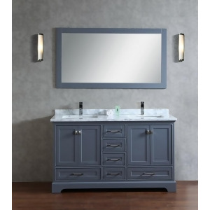 Stufurhome Stufurhome Chanel Grey Double Sink Bathroom Vanity with Mirror - All