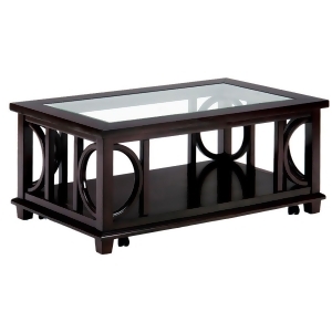 Jofran Panama Rectangle Cocktail Table w/ Shelf Glass Insert Casters - All
