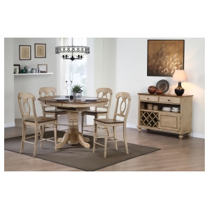 Sunset Trading Brookside Cafe Pedestal Table with Four Napolean Stools in Wheat - All