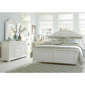 Liberty Furniture Summer House Panel Bed Dresser Mirror in Oyster White Fini - All