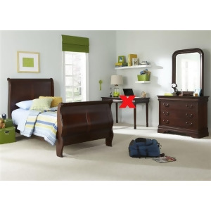 Liberty Furniture Carriage Court Sleigh Bed Dresser Mirror in Mahogany Stain - All