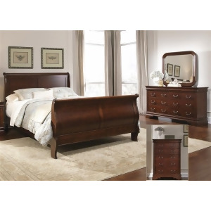 Liberty Furniture Carriage Court Sleigh Bed Dresser Mirror Chest in Mahoga - All