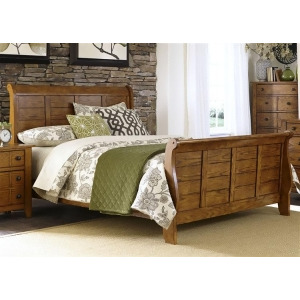 Liberty Furniture Grandpa's Cabin Sleigh Bed in Aged Oak Finish - All