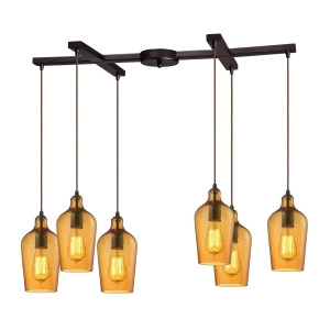 Elk Lighting Hammered Glass Collection 6 Light Chandelier In Oil Rubbed Bronze I - All