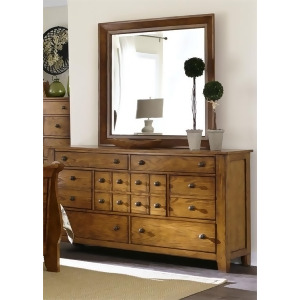 Liberty Furniture Grandpa's Cabin Dresser Mirror in Aged Oak Finish - All