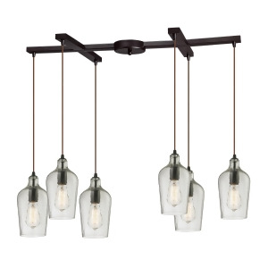 Elk Lighting Hammered Glass Collection 6 Light Chandelier In Oil Rubbed Bronze I - All