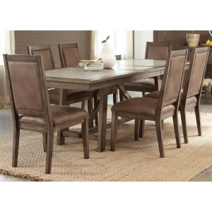 Liberty Furniture Stone Brook 7 Piece Trestle Table Set in Rustic Saddle Finish - All