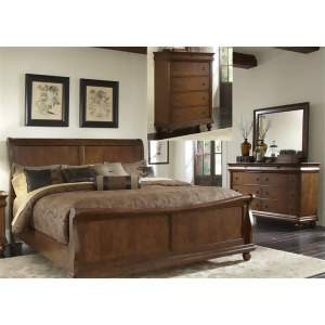 Liberty Furniture Rustic Traditions Sleigh Bed Dresser Mirror Chest in Rus - All