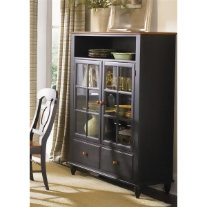 Liberty Furniture Low Country Curio Cabinet in Anchor Black with Suntan Bronze - All