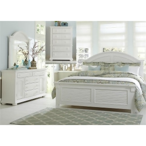 Liberty Furniture Summer House Panel Bed Dresser Mirror Chest in Oyster Wh - All