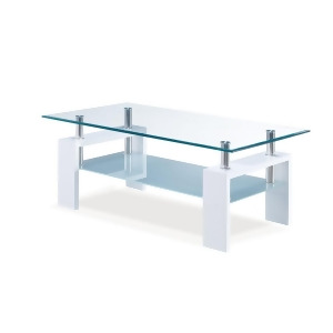 Global Usa T648 Rectangular Glass Coffee Table w/ White Legs - All