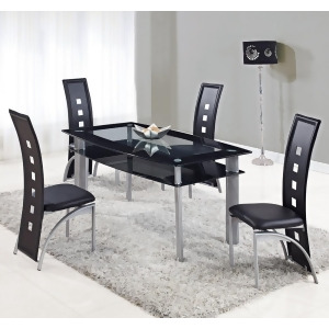 Global Usa 1058Dt 5 Piece Black Glass Dining Room Set w/ Black Chairs - All