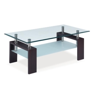 Global Usa T646 Rectangular Glass Coffee Table w/ Black Legs - All