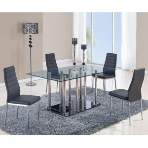 Global Usa 368Dt 5 Piece Dining Room Set w/ Black Chairs - All