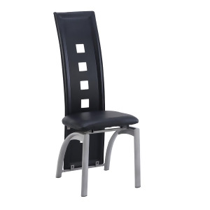Global Usa 1058Dc Dining Chair in Black w/ Silver Legs Set of 2 - All