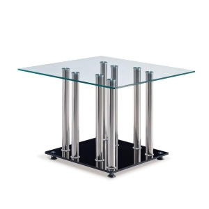 Global Usa T368 Square Glass End Table w/ Stainless Steel Legs - All