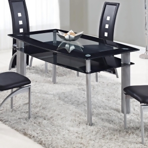 Global Usa 1058Dt Rectangular Black Glass Dining Table w/ Metal Legs - All