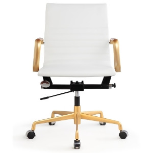 Meelano M348 Office Chair In Gold And White Vegan Leather - All