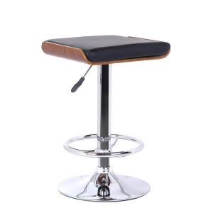 Armen Living Java Barstool in Chrome finish with Walnut wood and Black Pu uphols - All