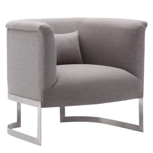 Armen Living Elite Accent Chair in Brushed Steel finish with Grey Fabric upholst - All