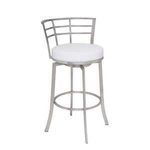 Armen Living Viper 26 Barstool in Brushed Stainless Steel finish with White Pu - All