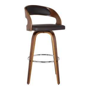 Armen Living Shelly 26 Barstool in Walnut Wood Finish with Brown Pu - All